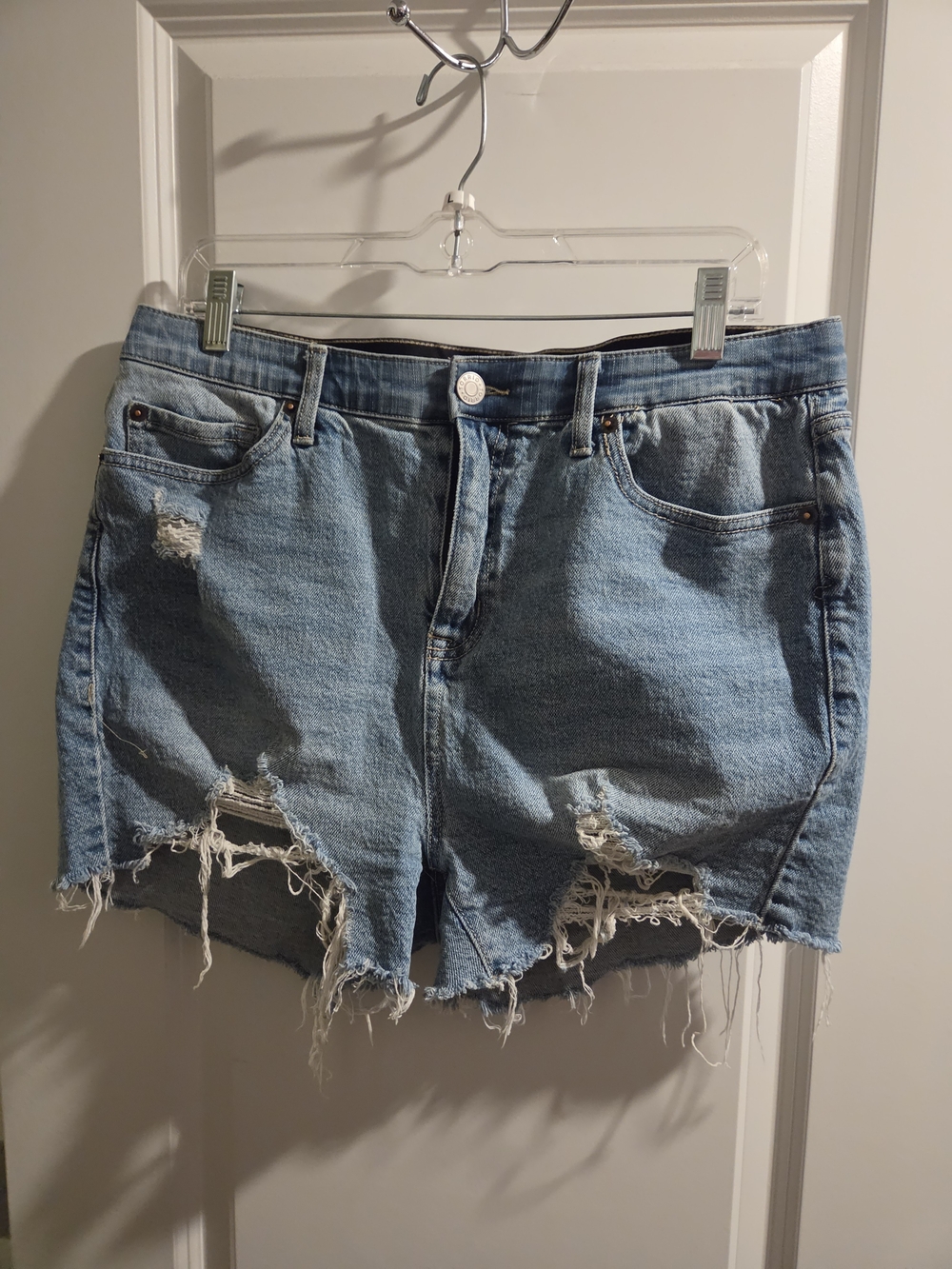 Torrid Light Blue Distressed Denim Cutoff Shorts